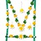 Flower Designer Jewelry Set for Women Handmade Necklace with Earrings Maang Tikka Wristbands Waistbelt Indian Artificial Jewelry for Haldi Mehndi Wedding Party Bridal